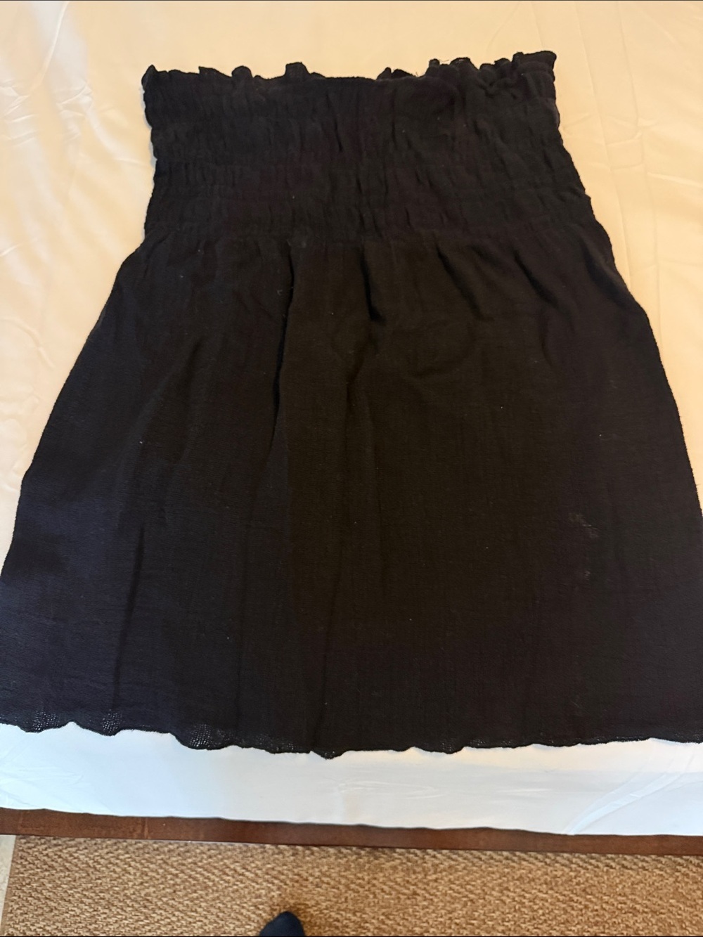 Absolutely Black Smocked Tube Top with Logo Tag